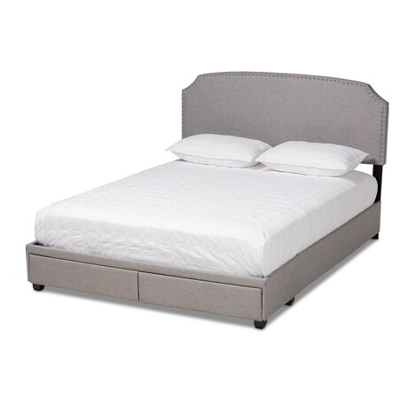 Baxton Studio Larese Light Grey Upholstered 2-Drawer King Size Platform Storage Bed 161-10217